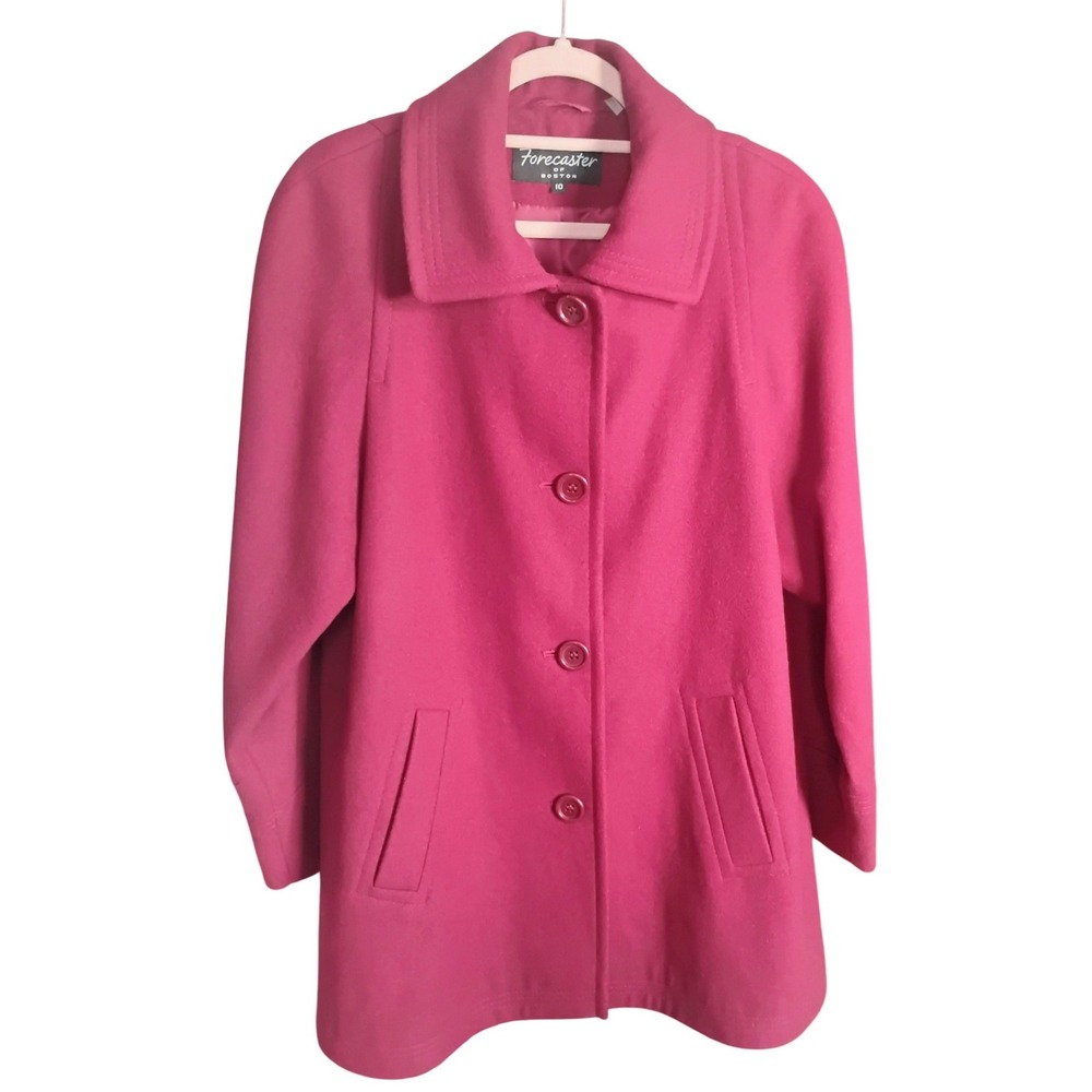 Vintage 1980s/90s Forecaster of Boston‎ Red Wool Coat Size 10 Lined Classic